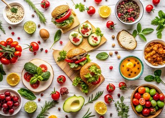 Delicious Food Photography on a White Pillow Mockup: Flat Lay Styling for Restaurant Menu or Blog
