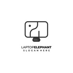 Fototapeta premium Elephant laptop logo vector, ...