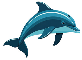 Naklejka premium vibrant illustration of playful dolphin with shades of blue and cheerful expression