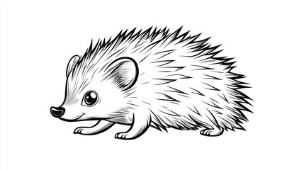 Fototapeta premium Cute Hedgehog Coloring Page Featuring Spiky Fur and Charming Details