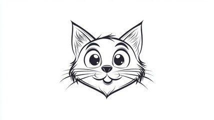 Fototapeta premium Playful Cat Coloring Page with Expressive Whiskers for Fun Art Activities
