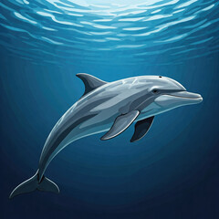 Obraz premium playful dolphin swimming gracefully underwater in serene ocean scene