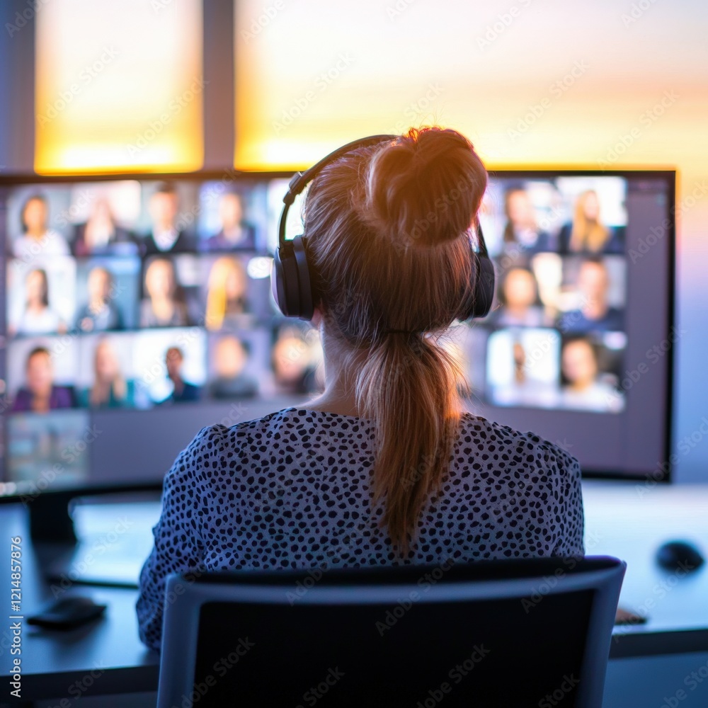 Poster an agent participating in a video call training session with their team.