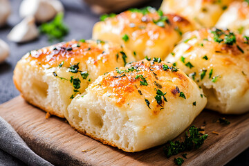 Gralic bread with herbs, delicious toasted garlic bread, appetizer and snack