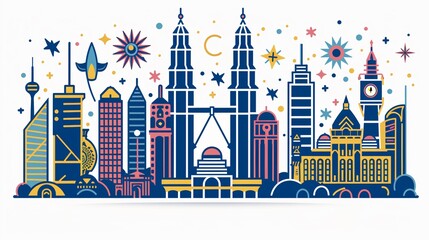 Malaysia Independence Day Vector Illustration Set