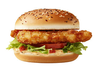 Isolated Chicken Sandwich with Lettuce and Tomato
