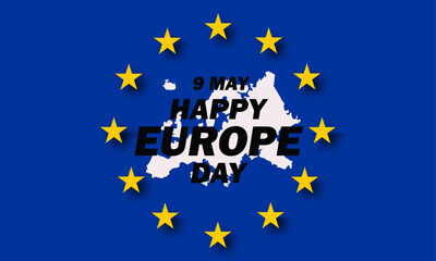 Europe Day is celebrated every year on May 9 to celebrate peace and unity throughout Europe. Vector illustration.  Paper Art and Paper Cut Out Concept.