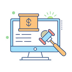 online auction icon, online auction vector illustration-simple illustration of online auction, perfect for online auction logos and icons
