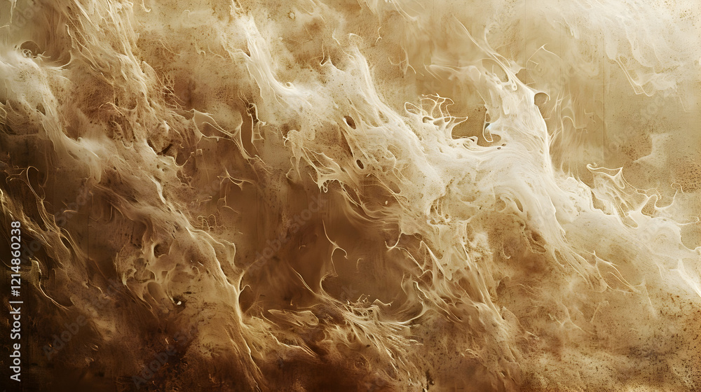 Poster Abstract Brown and White Background with Flowing Organic Shapes Creating a Dynamic Texture