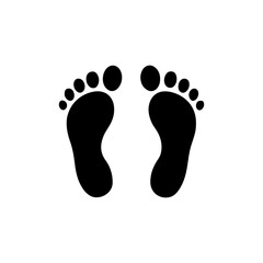 Black Human foot print silhouette vector illustration on white background.