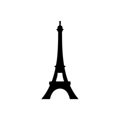 Black Eiffel tower silhouette vector illustration on white background.