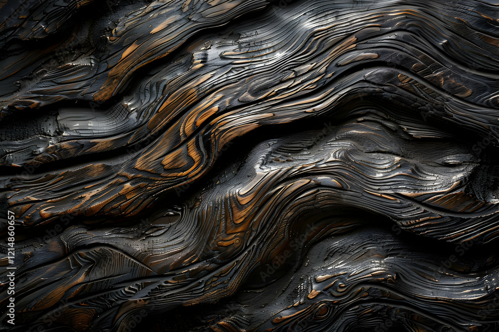 Aufkleber dark and gold abstract background creates a visually striking design with wavy lines and textured su