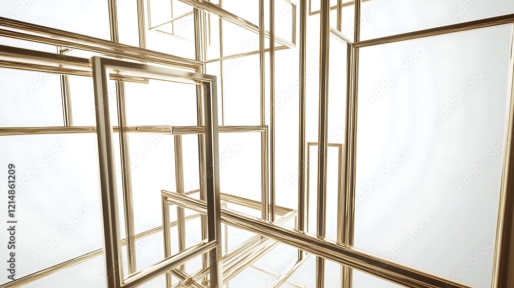 Poster golden geometric framework abstract structure design