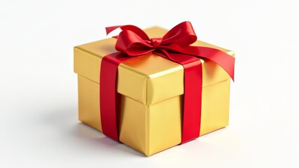 Obraz premium Golden Red Gift Wrap - Festive Gift Box