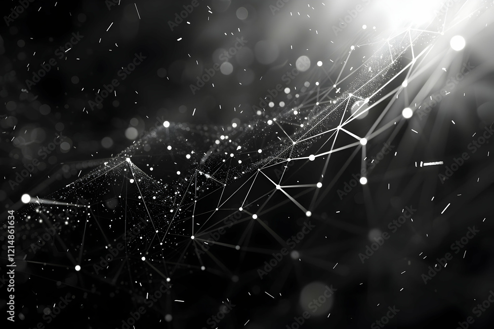 Poster Abstract Background Connects Dots and Lines Elegantly with Soft Focus and Bokeh Effect
