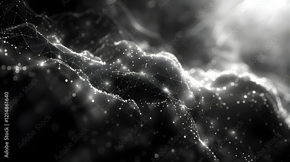 Poster abstract black and white background creates a dynamic sense of movement and depth with interconnecte