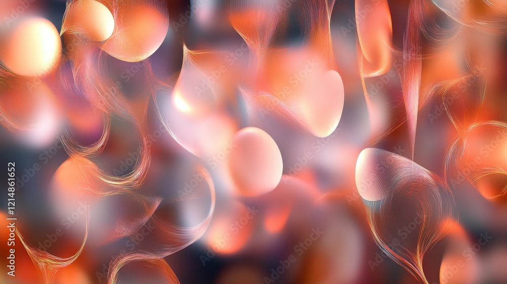 Poster dynamic red and orange abstract background with soft flowing elements