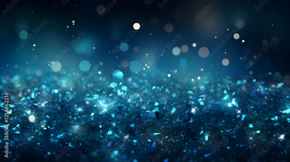 Aufkleber abstract blue glitter background sparkles with bokeh effect and gradient