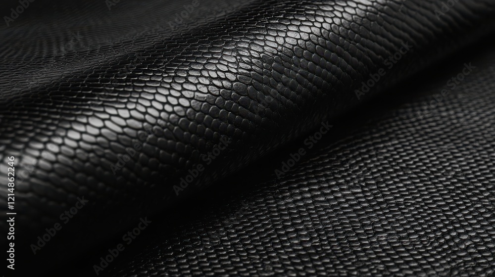 Poster close-up of black textured leather material showing intricate pattern and texture