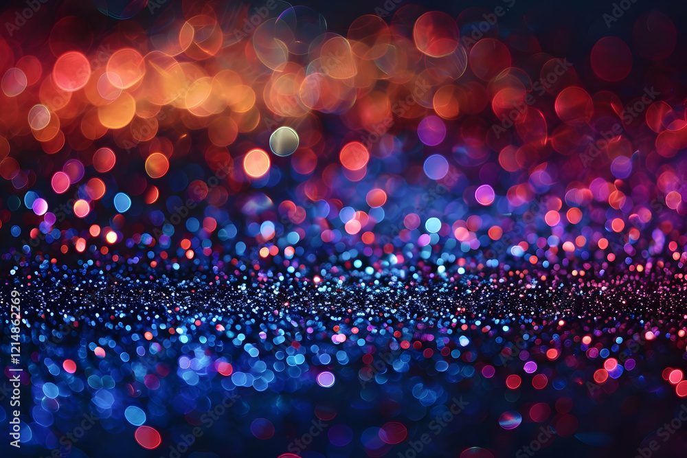 Poster abstract background with colorful bokeh lights and glitter effect creates a festive atmosphere