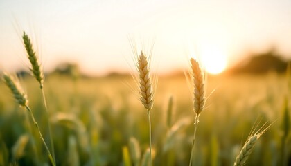 Golden Wheat Field at Sunset - Summer Harvest Background