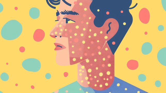 Illustration of Sick Male with Monkeypox - Flat Vector Design