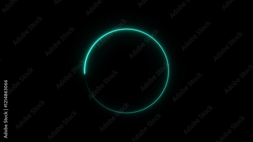 Poster abstract neon circle frame animation background, green colour circle bar processing. neon abstract c