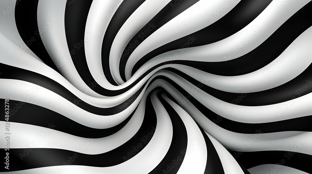 Poster abstract 3d black and white swirl background creates a mesmerizing visual effect with smooth curves