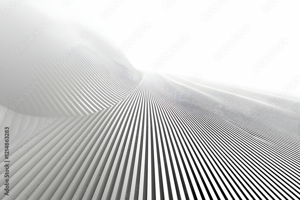 Poster abstract 3d background with wavy lines flowing smoothly in white