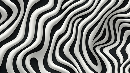 Obraz premium Abstract Black and White Wavy Stripes Background Creates a Dynamic Visual