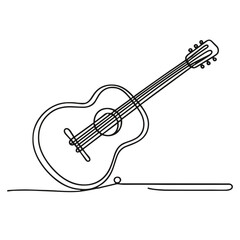 Obraz premium Monoline Guitar Line Art Drawing
