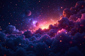 Fototapeta premium Myriad stars blazing across inky black canvas, ethereal glow , twinkle, deep space