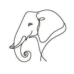 Monoline Elephant Illustration in Minimalist Style