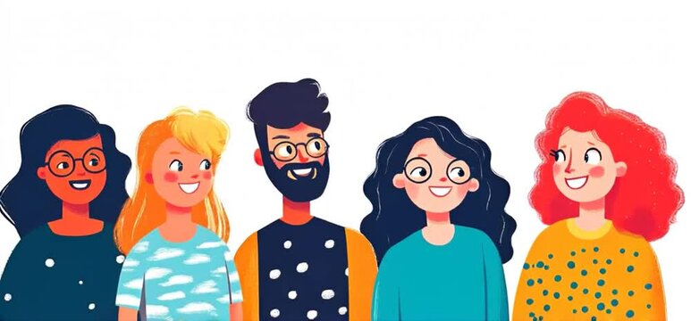 cheerful friends vector illustration