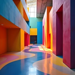 Vibrant Geometric Delight Abstract and Colorful Interior Design