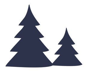 Silhouette of two spruce trees symbolizing nature and growth.