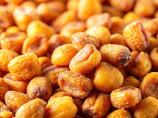 Minimalist image:  Enjoy the crunch and spicy flavor of gourmet, healthy salted corn nuts.