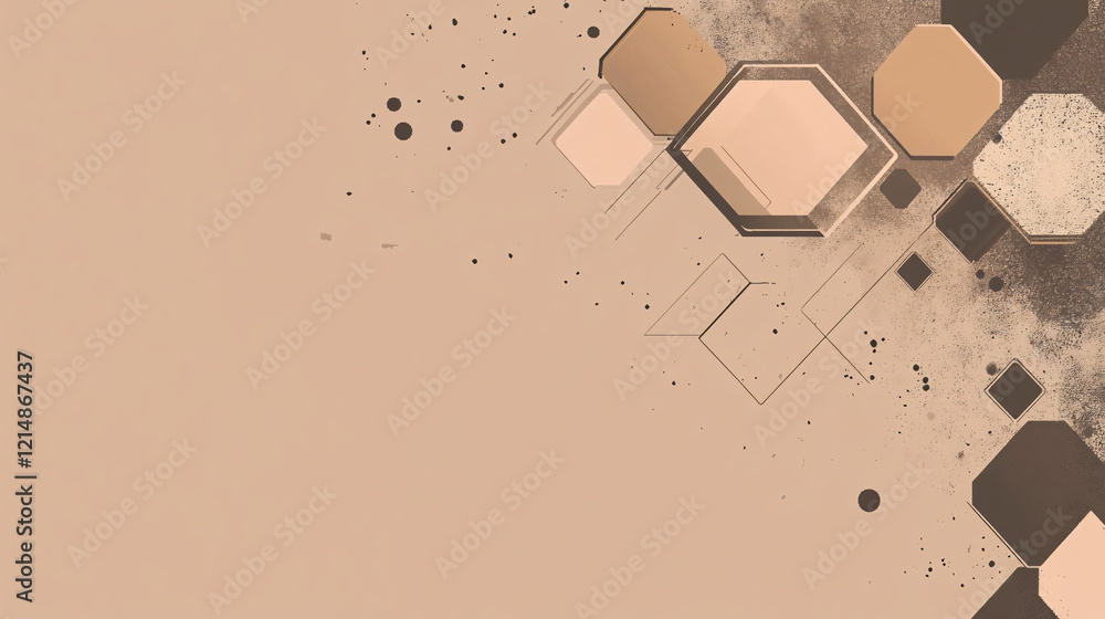 Poster a minimalist background wallpaper featuring a mocha mousse color palette with simple hexagonal shape