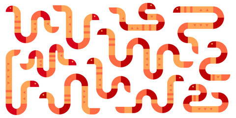 Collections of geometric snake illustration isolated on white background