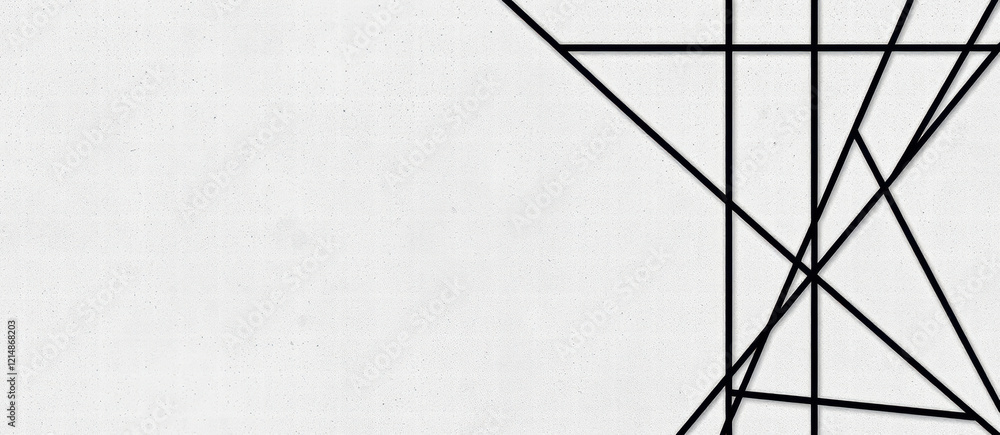 Poster abstract geometric design with black lines on concrete-like texture background