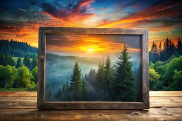 Fototapeta premium Double Exposure: Chalkboard Texture & Abstract Nature Scene