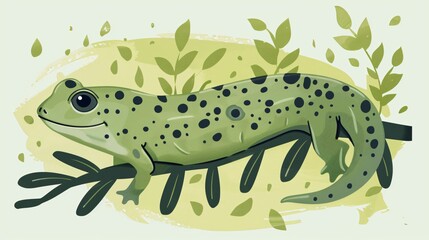 Naklejka premium Adorable Smiling Green Baby Tadpole Flat Vector Illustration