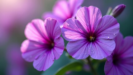 Fototapeta premium Majestic Purple Flowers with Dew Drops - AI Photography