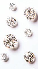 Sparkling Diamonds Showcase Brilliance and Luxury on White Background Beautifully