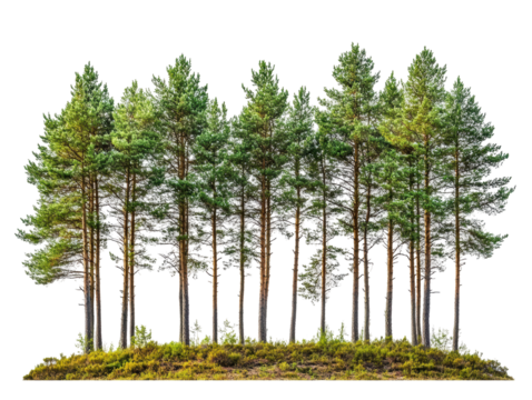 Isolated Row of Pine Trees