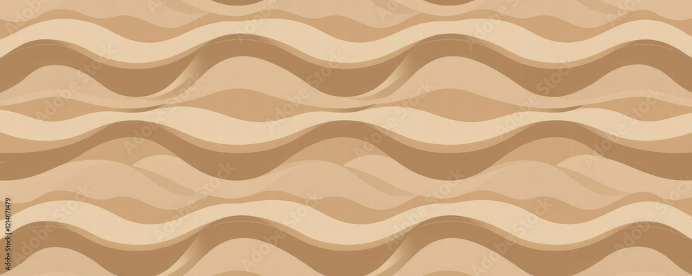 Poster seamless flowing wave pattern in soft beige tones with opaque and transparent elegance