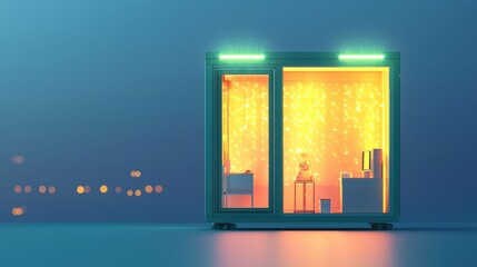 Cozy indoor space with warm glowing lights