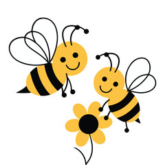 Two Cute Bees on a Flower