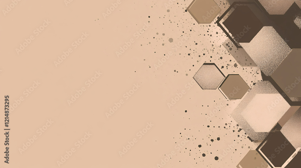 Poster a clean and elegant wallpaper showcasing hexagonal shapes in a rich mocha mousse color scheme, desig