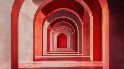 Fototapeta premium Red Arches: A Perspective of Architectural Symmetry